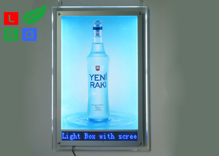 Indoor Advertising LED Crystal Light Box 8mm A1 A2 With LED Scrolling Text Sign